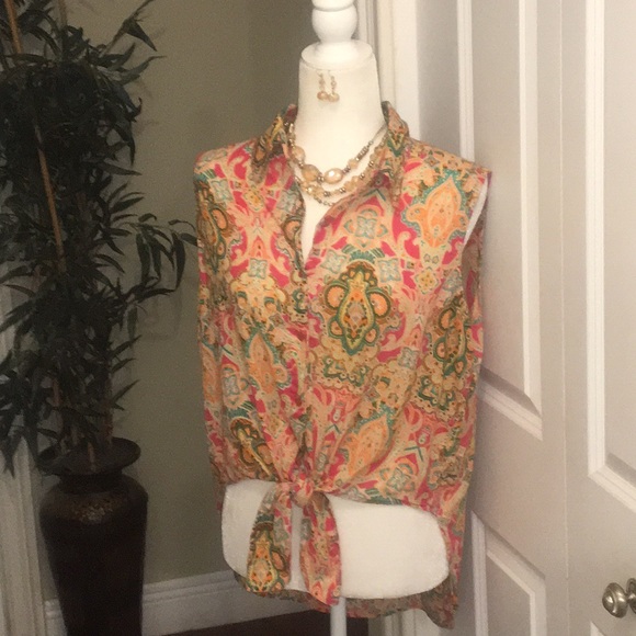 PROTOTYPE CUTE SLEEVELESS HI/LOW TIE TOP (SIZE L) - Picture 8 of 8